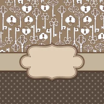 Vintage vector frame with keys and text place Stock Illustration