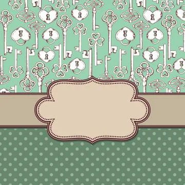 Vintage vector frame with keys and text place Stock Illustration