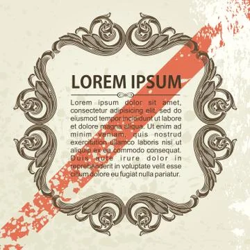 Vintage vector frame ornate with sample text Illustrazione stock