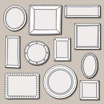 Vintage vector frames set with text place Stock Illustration