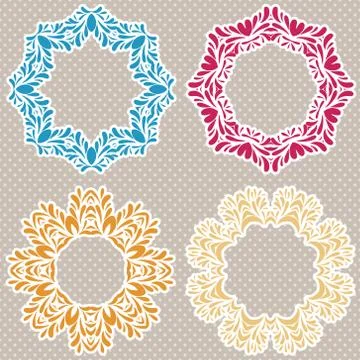 Vintage vector frames set with text place Stock Illustration