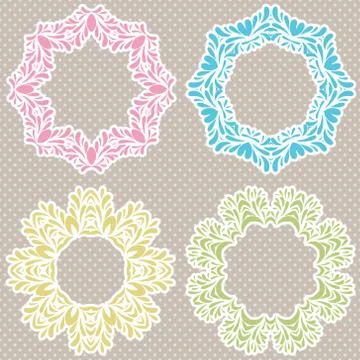 Vintage vector frames set with text place Stock Illustration