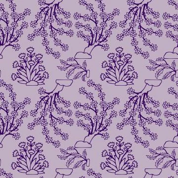 Vintage Vector hand-drawn seamless pattern with ethnic east floral ornament Stock Illustration