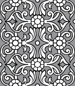 Vintage Vector hand-drawn seamless pattern with ethnic floral ornament Stock Illustration