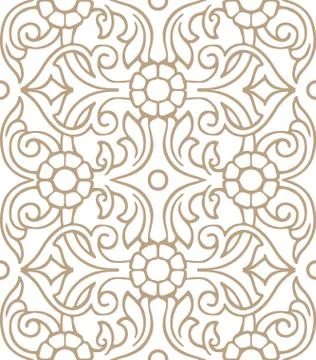 Vintage Vector hand-drawn seamless pattern with ethnic floral ornament Stock Illustration