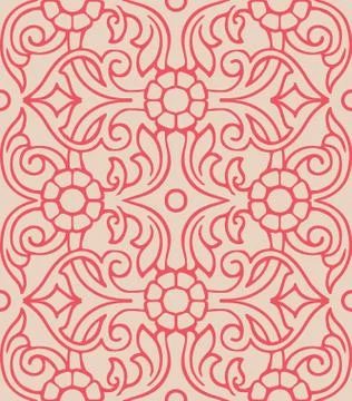 Vintage Vector hand-drawn seamless pattern with ethnic floral ornament Stock Illustration