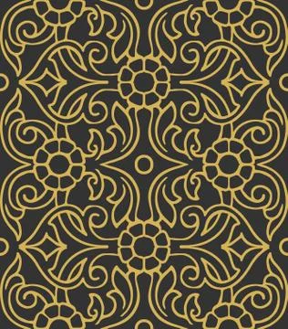 Vintage Vector hand-drawn seamless pattern with ethnic floral ornament Stock Illustration