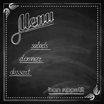 Vintage vector illustration with chalkboard menu design Stock Illustration
