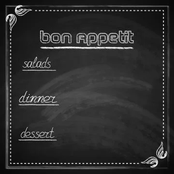 Vintage vector illustration with chalkboard menu design Stock Illustration