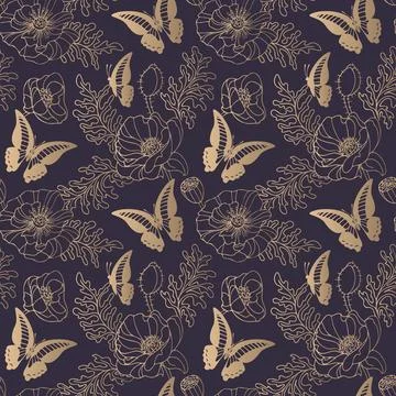 This vintage vector illustration features the exquisite butterfly intertwin.. Stock Illustration