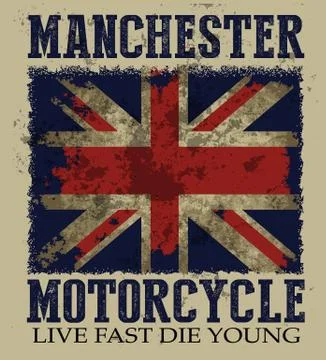 Vintage vector illustration on the theme of the British motorcycle in Manches Stock Illustration