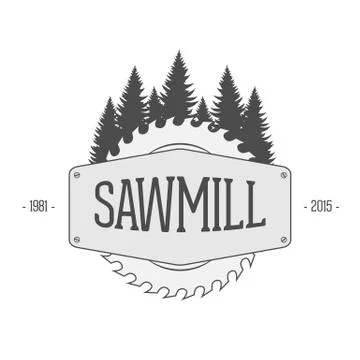 Vintage vector Label of Sawmill Stock Illustration