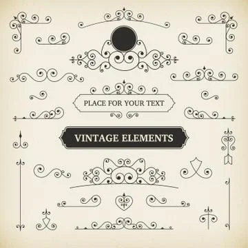 Vintage vector labels and scroll elements Stockillustratie