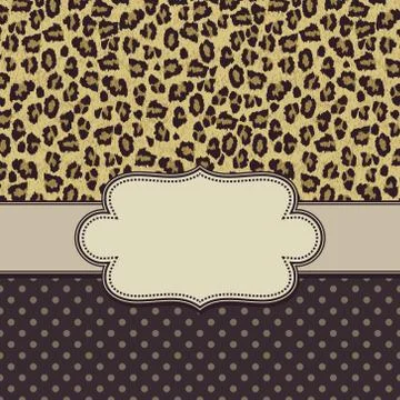 Vintage vector leopard frame with text place Stock Illustration