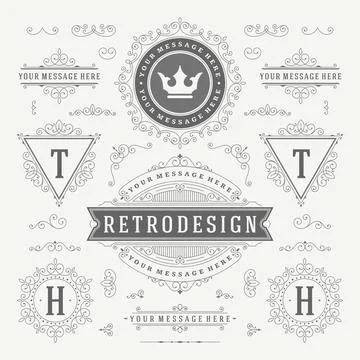 Vintage Vector Ornaments Decorations Design Elements Stock Illustration