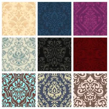 Vintage vector pattern seamless retro floral wallpaper or backdrop with ornament Illustrazione stock