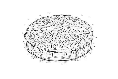 Vintage Vector Pie Sketch: Engraved Illustration of Apple Tart. Stock Illustration