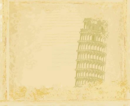 Vintage vector pisa tower background Stock Illustration