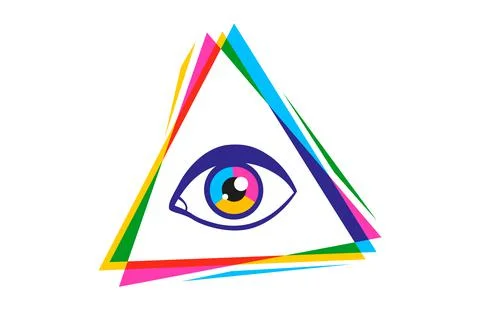 Vintage vector poster with pyramid and eye. Illustration