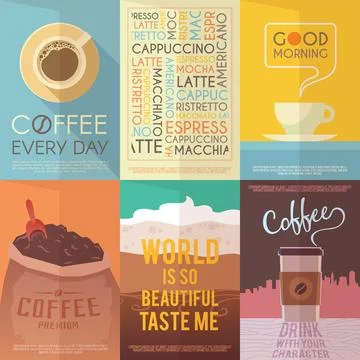 Vintage vector posters. Coffee. Drinks. Stock Illustration
