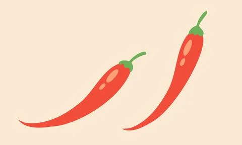 Vintage vector red chilli peppers in doodle style. Spicy red chilli pepper. Stock Illustration
