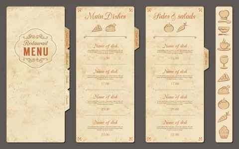 Vintage Vector Restaurant Menu Template Stock Illustration
