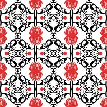 Vintage vector seamless flower pattern Stock Illustration