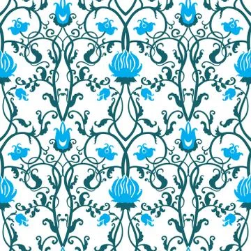 Vintage vector seamless flower pattern Stock Illustration