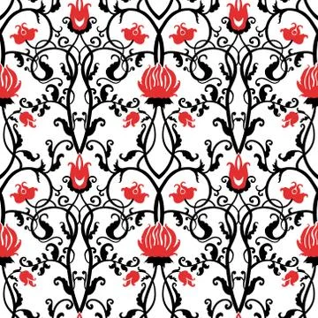 Vintage vector seamless flower pattern Stock Illustration