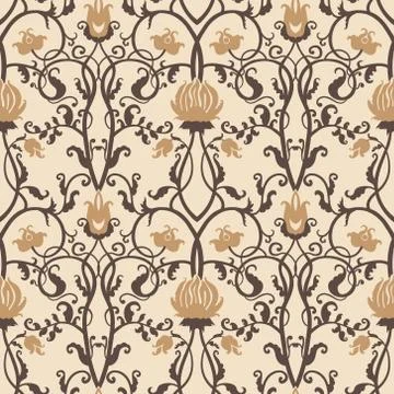 Vintage vector seamless flower pattern Stock Illustration