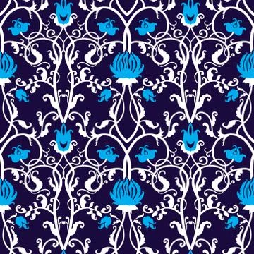 Vintage vector seamless flower pattern Stock Illustration