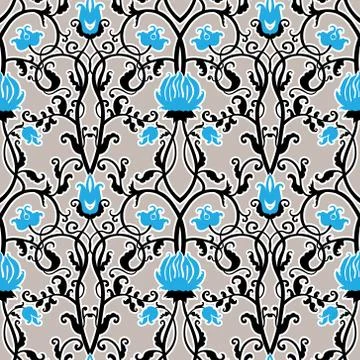 Vintage vector seamless flower pattern Stock Illustration
