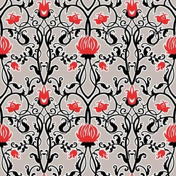Vintage vector seamless flower pattern Stock Illustration