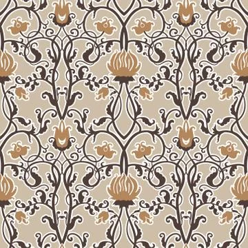 Vintage vector seamless flower pattern Stock Illustration