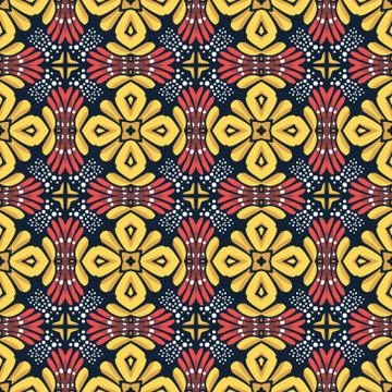 Vintage vector seamless flower pattern Stock Illustration