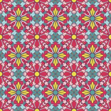 Vintage vector seamless flower pattern Stock Illustration