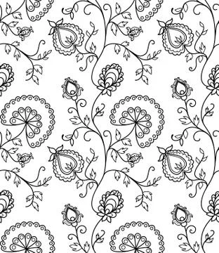 Vintage vector seamless flower pattern Stock Illustration
