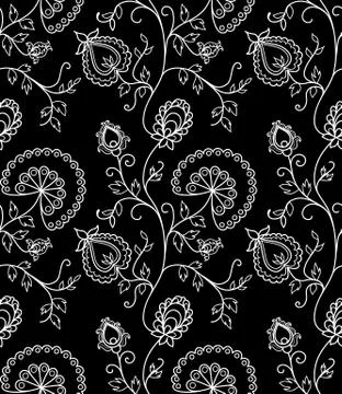 Vintage vector seamless flower pattern Stock Illustration