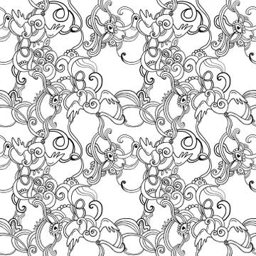 Vintage vector seamless flower pattern Stock Illustration