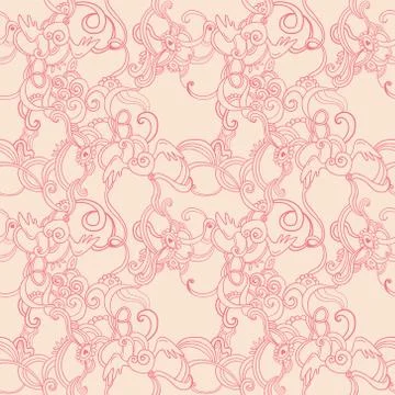 Vintage vector seamless flower pattern Stock Illustration