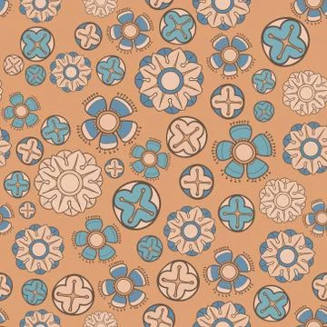 Vintage vector seamless flower pattern Stock Illustration