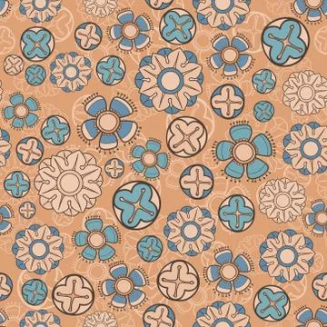 Vintage vector seamless flower pattern Stock Illustration