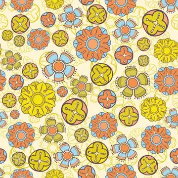 Vintage vector seamless flower pattern Stock Illustration