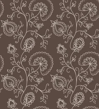 Vintage vector seamless flower pattern Stock Illustration
