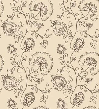 Vintage vector seamless flower pattern Stock Illustration