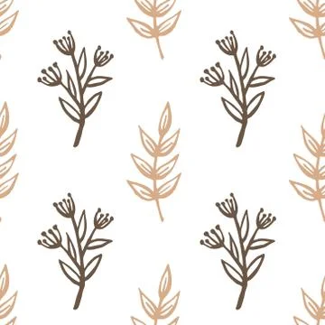 Vintage vector seamless pattern of hand drawn tree branches with leaves and f Illustrazione stock