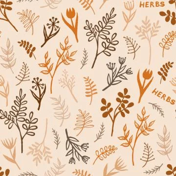 Vintage vector seamless pattern of hand drawn tree branches with leaves and f Illustrazione stock