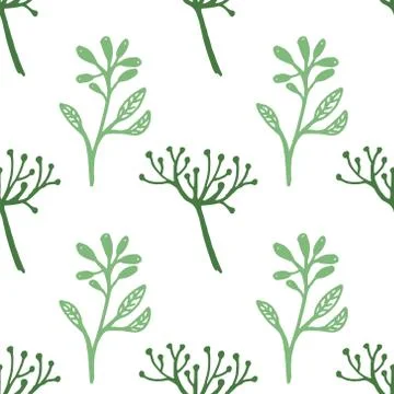 Vintage vector seamless pattern of hand drawn tree branches with leaves and f Stockillustratie