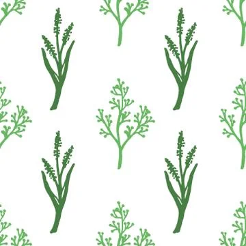 Vintage vector seamless pattern of hand drawn tree branches with leaves and f Illustrazione stock