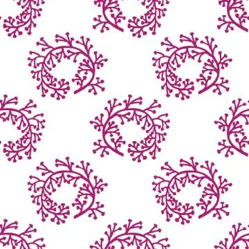 Vintage vector seamless pattern of hand drawn tree branches with leaves and f Stock Illustration